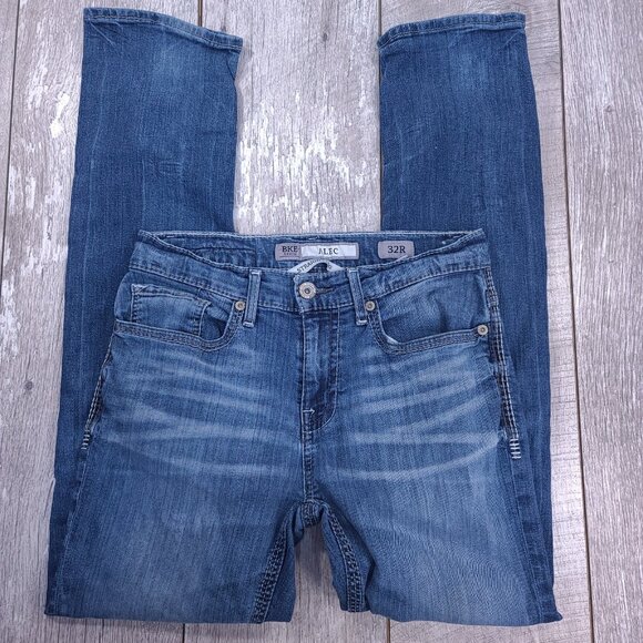 BKE Jeans Mens 32x32 Alec Straight Leg Medium Blue Denim Wash Pants - Picture 4 of 9